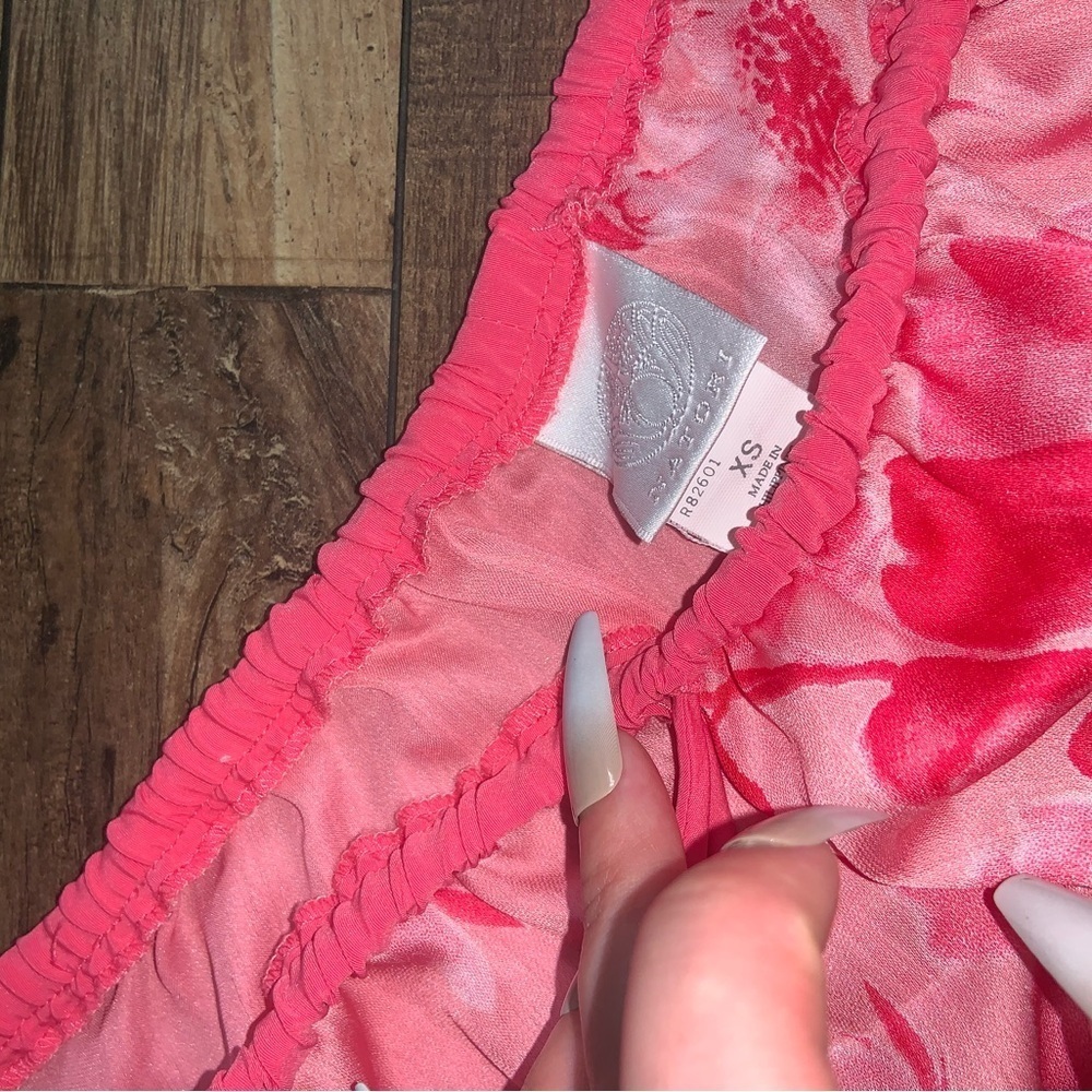 Y2K pink floral Natori pants Xs $140 boho vintage spring classic satin boho - Picture 4 of 5